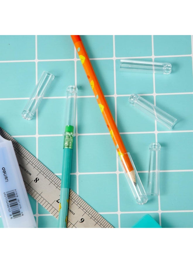 SYOSI Clear Plastic Pencil Cap Set, Pen Tip Protector Cover, Clear Pencil Toppers Caps for Wooden Pen, Extender Holders for Classroom Supplies, Back to School Gifts, BPA-Free Material(Transparent,18-Piece) - Image 5